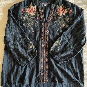 Vintage Johnny Was Long Sleeve Embroidered Blouse Too